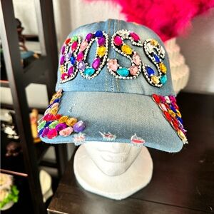 BOSS Bejeweled Denim Baseball Cap